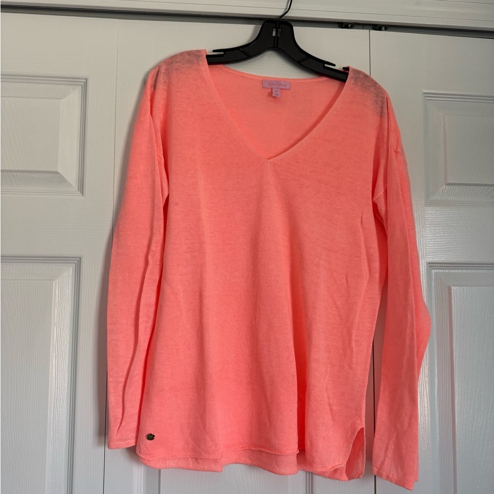 Women's Lilly Pulitzer V-Neck Coral Sweater - Size M